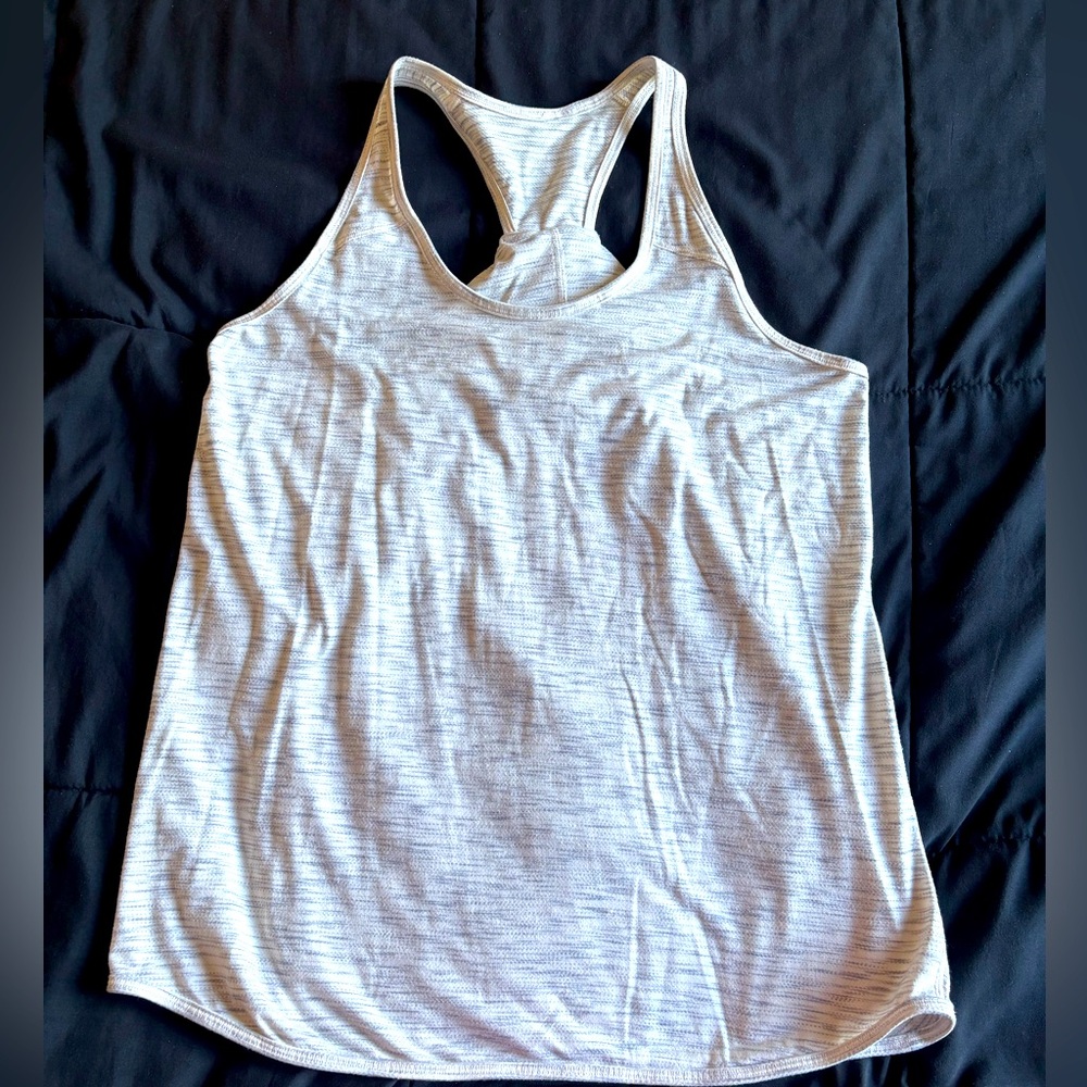 Lululemon tank - older, flowier style - size 10 - white with gray throughout